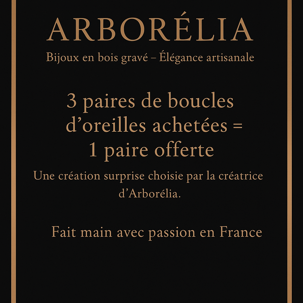 Boucles d’oreilles bois gravé – Modèle Élya | Bijoux artisanaux Arborélia | Légères, naturelles et élégantes | Cadeau femme bohème chic